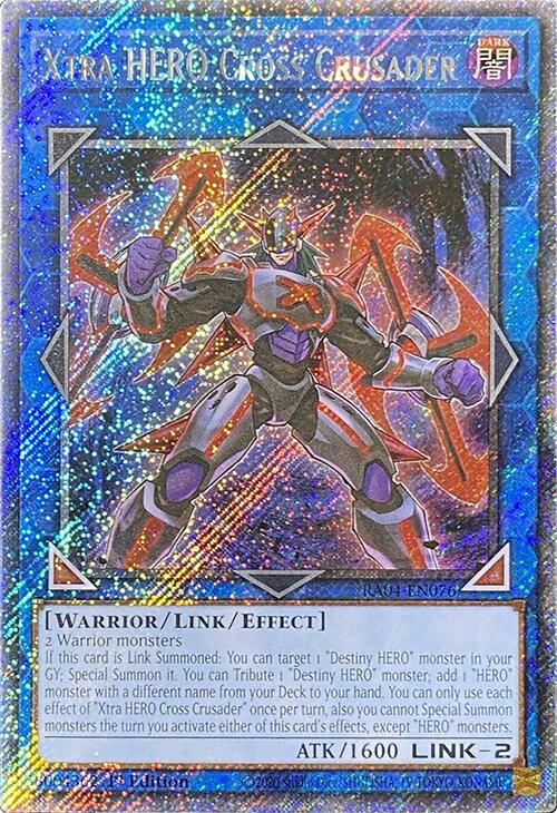 Xtra HERO Cross Crusader [RA04-EN076] Platinum Secret Rare | Galaxy Games LLC