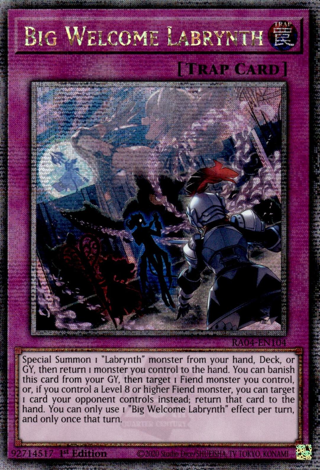 Big Welcome Labrynth [RA04-EN104] Quarter Century Secret Rare | Galaxy Games LLC