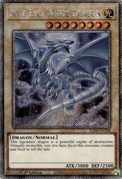 Blue-Eyes White Dragon (8th Art) [RA04-EN108] Platinum Secret Rare | Galaxy Games LLC