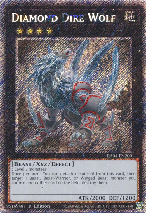Diamond Dire Wolf [RA04-EN200] Platinum Secret Rare | Galaxy Games LLC