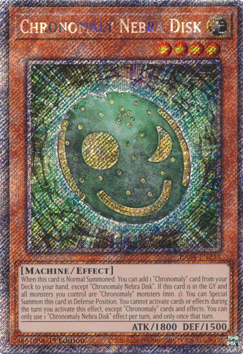 Chronomaly Nebra Disk [RA04-EN213] Platinum Secret Rare | Galaxy Games LLC