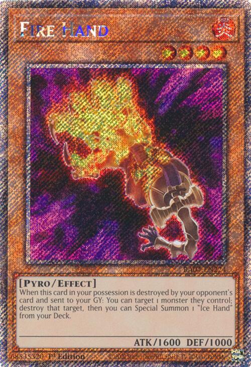 Fire Hand [RA04-EN224] Platinum Secret Rare | Galaxy Games LLC