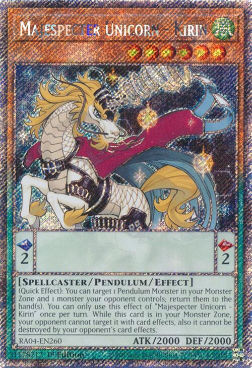 Majespecter Unicorn - Kirin [RA04-EN260] Platinum Secret Rare | Galaxy Games LLC