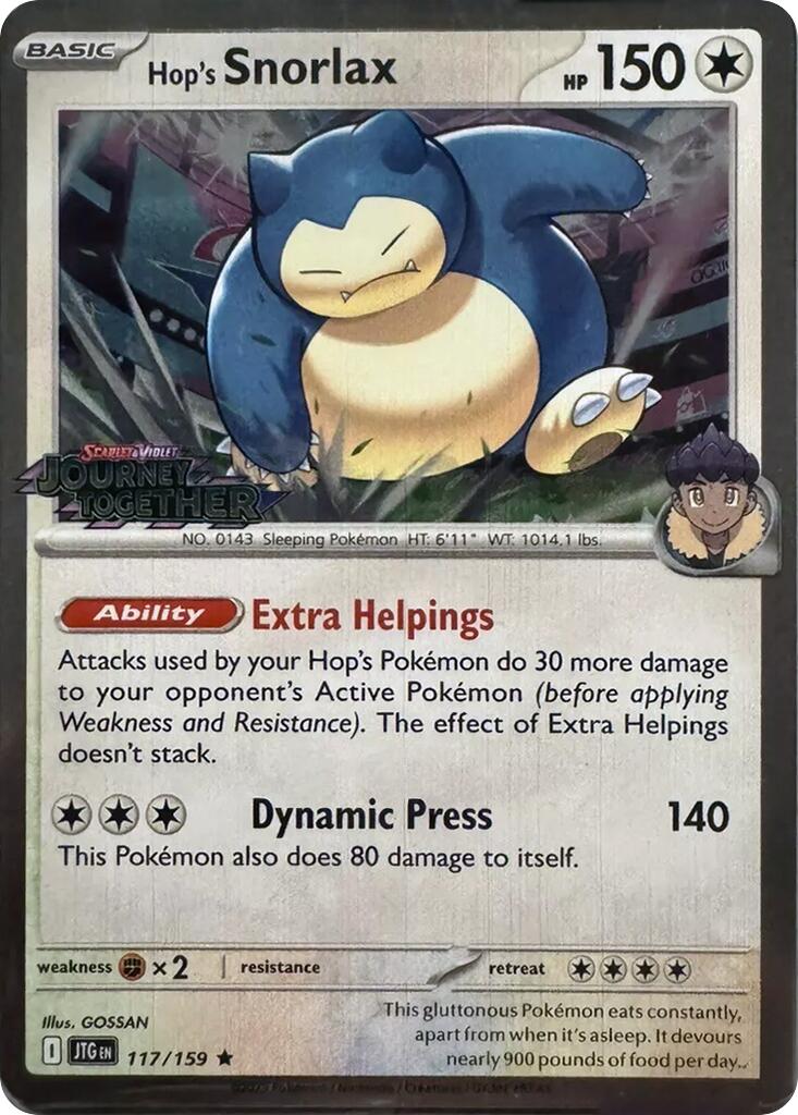 Hop's Snorlax (117/159) (Cosmos Holo) [Scarlet & Violet: Journey Together] | Galaxy Games LLC