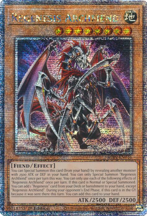 Regenesis Archfiend [ALIN-EN016] Quarter Century Secret Rare | Galaxy Games LLC
