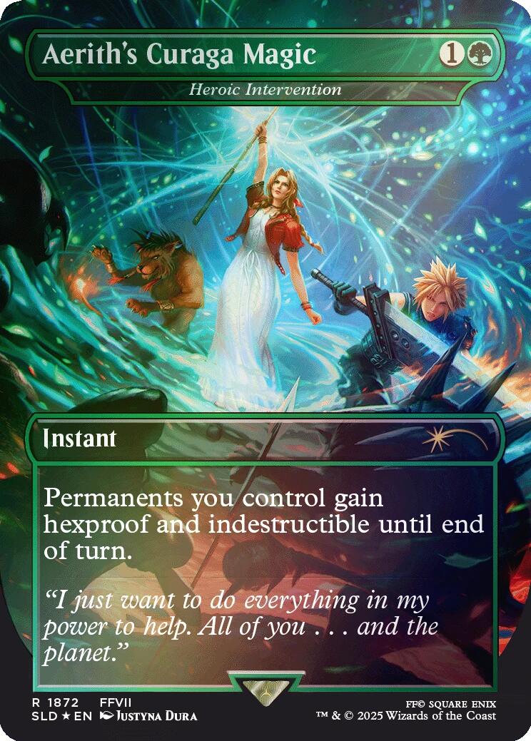 Aerith's Curaga Magic - Heroic Intervention (Rainbow Foil) [Secret Lair Drop Series] | Galaxy Games LLC