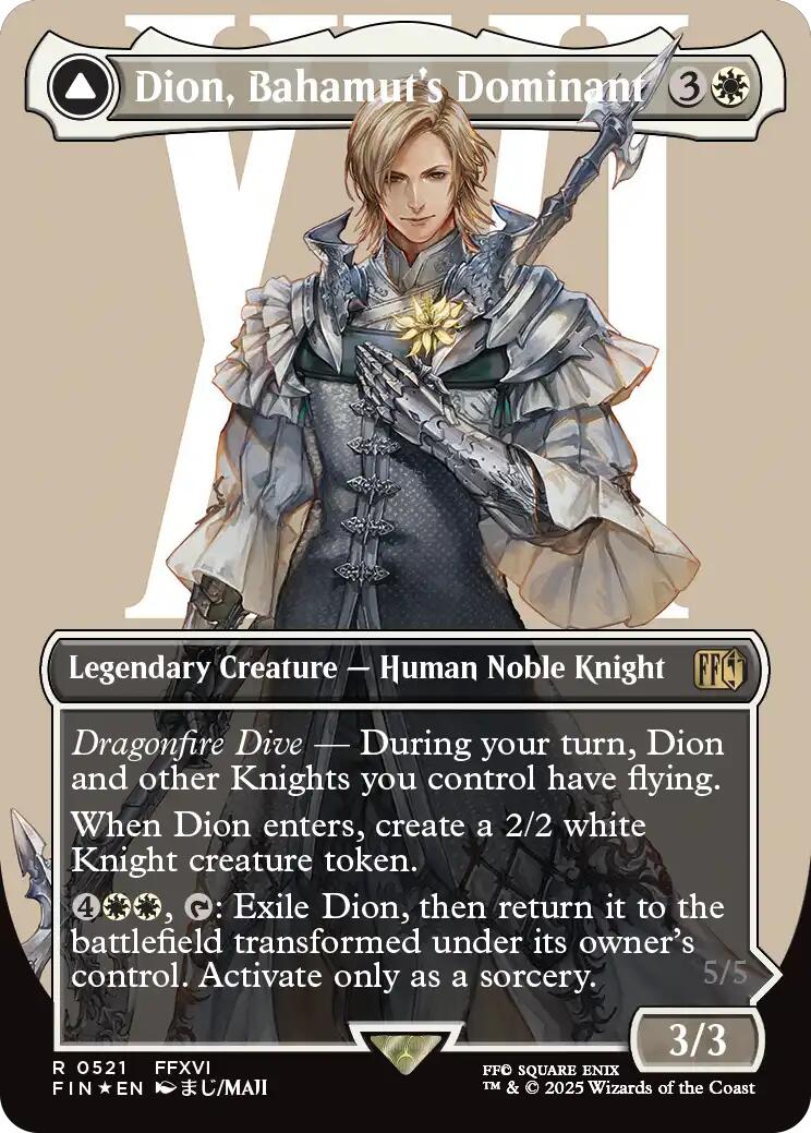 Dion, Bahamut's Dominant // Bahamut, Warden of Light (Borderless) (Surge Foil) [FINAL FANTASY] | Galaxy Games LLC