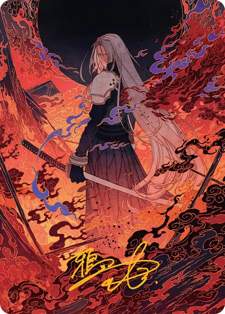 Nibelheim Aflame Art Card (Gold-Stamped Signature) [FINAL FANTASY Art Series] | Galaxy Games LLC