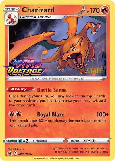 Charizard (SWSH066) (Staff Prerelease Promo) [Sword & Shield: Black Star Promos] | Galaxy Games LLC