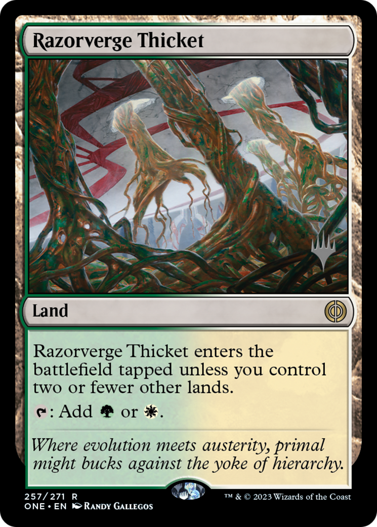 Razorverge Thicket (Promo Pack) [Phyrexia: All Will Be One Promos] | Galaxy Games LLC