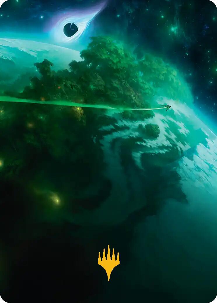 Evendo, Waking Haven Art Card (Gold-Stamped Planeswalker Symbol) [Edge of Eternities Art Series] | Galaxy Games LLC