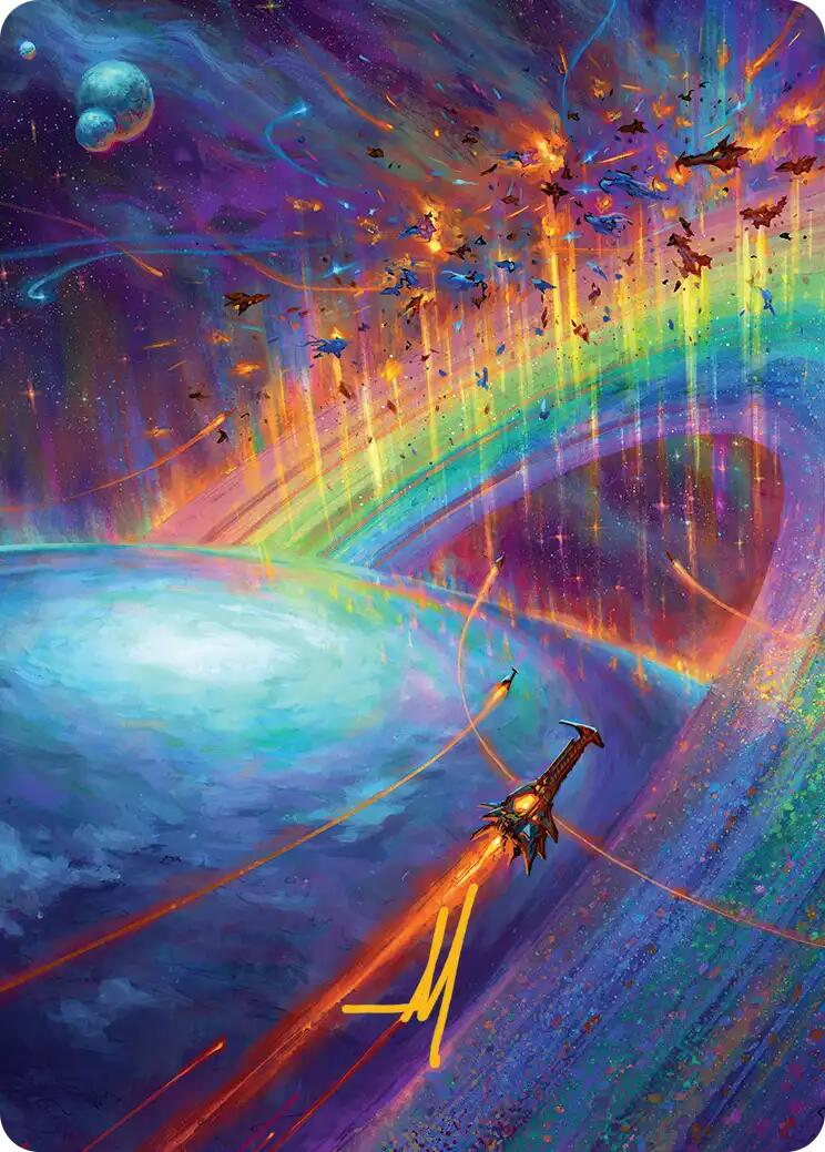 Cascading Cataracts Art Card (43/54) (Gold-Stamped Signature) [Edge of Eternities Art Series] | Galaxy Games LLC