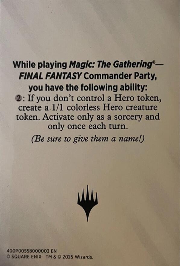 Blank Hero Token [FINAL FANTASY Tokens] | Galaxy Games LLC