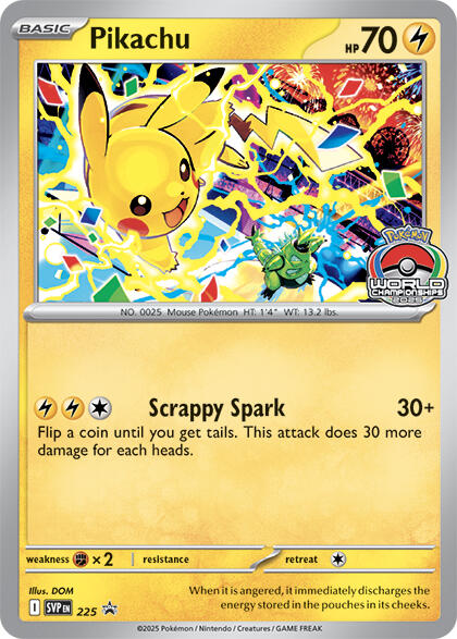 Pikachu (225) (World Championship 2025) [Scarlet & Violet: Black Star Promos] | Galaxy Games LLC