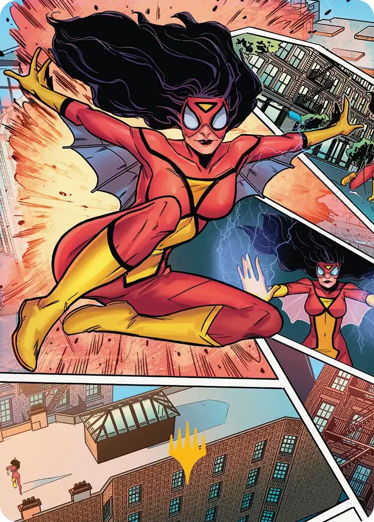 Spider-Woman, Stunning Savior Art Card (Gold-Stamped Planeswalker Symbol) [Marvel's Spider-Man Art Series] | Galaxy Games LLC
