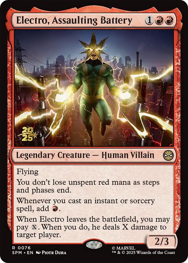Electro, Assaulting Battery [Marvel's Spider-Man Prerelease Promos] | Galaxy Games LLC