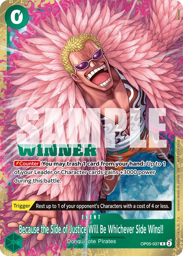 Because the Side of Justice Will Be Whichever Side Wins!! (Winner Pack 2025 Vol. 4) [One Piece Promotion Cards] | Galaxy Games LLC