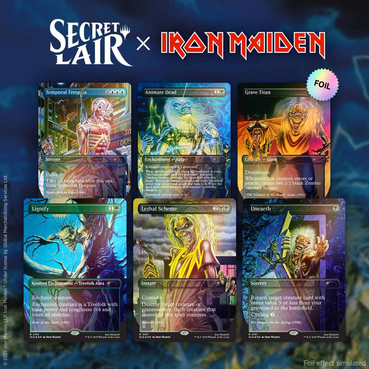 Secret Lair: Drop Series - Secret Lair x Iron Maiden: Album Art (Rainbow Foil Edition) | Galaxy Games LLC