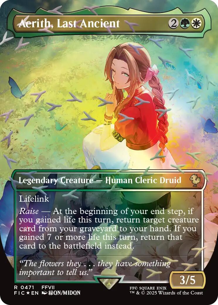 Aerith, Last Ancient (Borderless) (Chocobo Track Foil) [FINAL FANTASY Commander] | Galaxy Games LLC