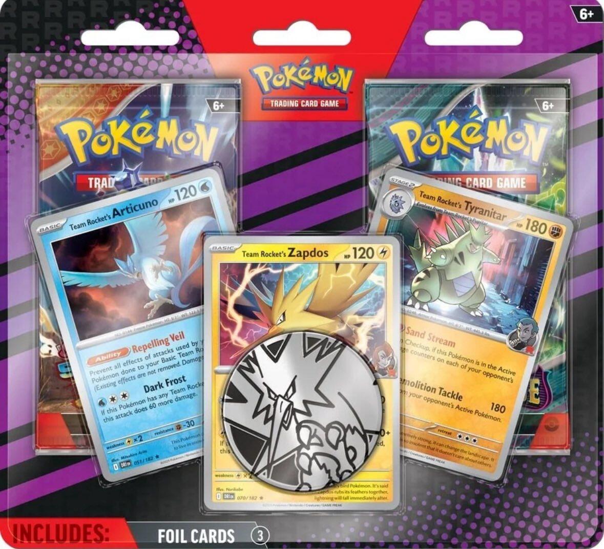 2-Pack Blister Pack (Team Rocket's Articuno, Zapdos & Tyranitar) | Galaxy Games LLC