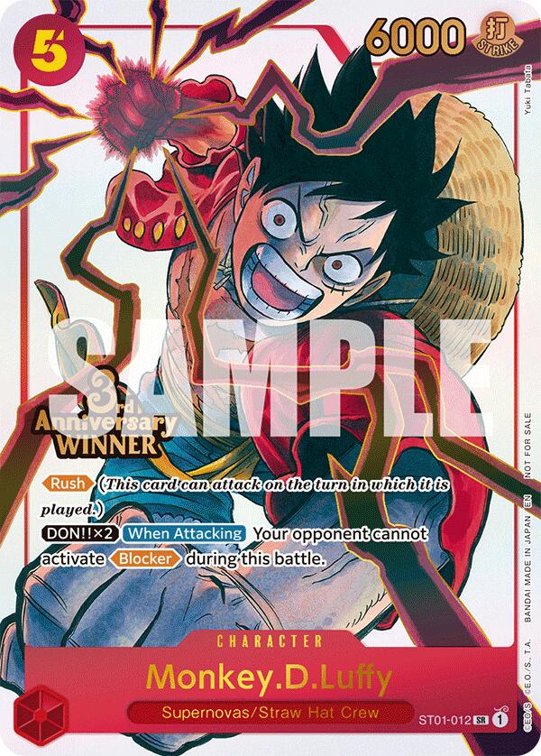 Monkey.D.Luffy (ST01-012) (3rd Anniversary Winner) [One Piece Promotion Cards] | Galaxy Games LLC