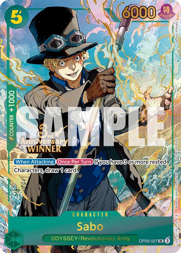 Sabo (OP09-027) (3rd Anniversary Winner) [One Piece Promotion Cards] | Galaxy Games LLC