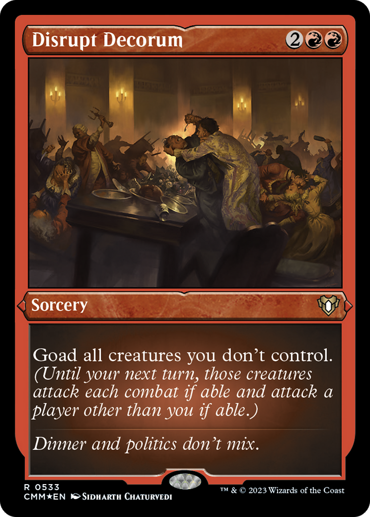 Disrupt Decorum (Foil Etched) [Commander Masters] | Galaxy Games LLC