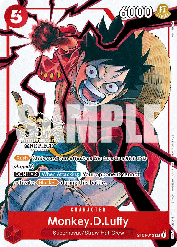 Monkey.D.Luffy (ST01-012) (3rd Anniversary Tournament 3 Brothers Pack) [Carrying On His Will: 3rd Anniversary Tournament Cards] | Galaxy Games LLC