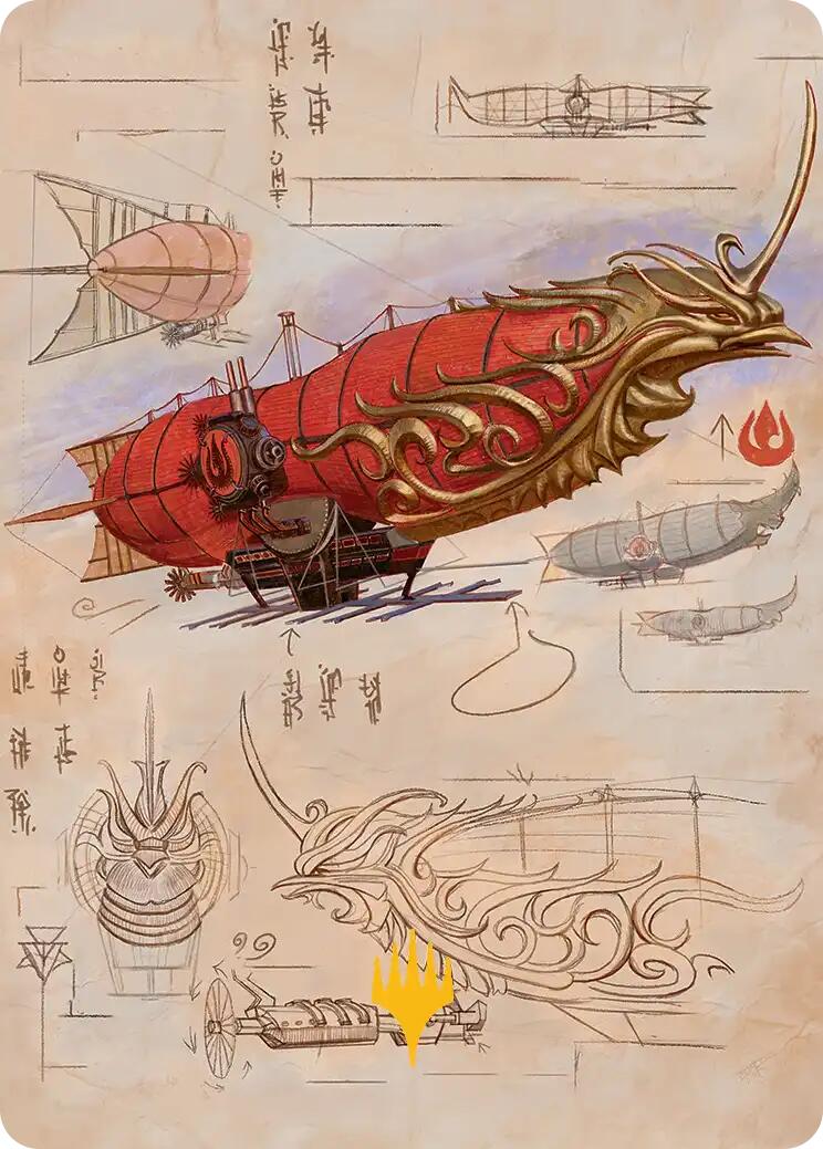 Phoenix Fleet Airship Art Card (Gold-Stamped Planeswalker Symbol) [Avatar: The Last Airbender Art Series] | Galaxy Games LLC