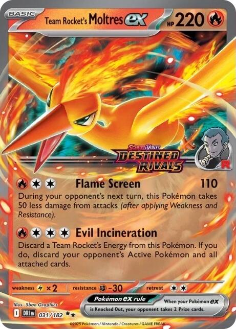Team Rocket's Moltres ex (031/182) (Destined Rivals Stamp) [Miscellaneous Cards] | Galaxy Games LLC
