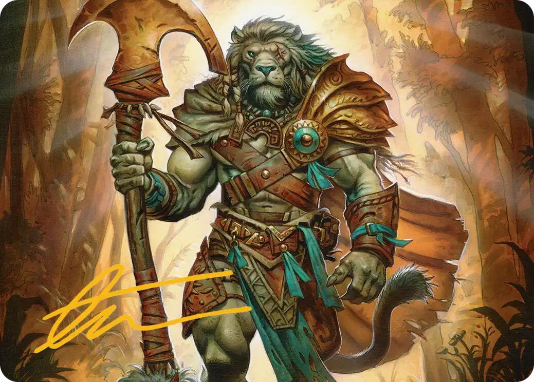 Ajani, Outland Chaperone Art Card (Gold-Stamped Signature) [Lorwyn Eclipsed Art Series] | Galaxy Games LLC