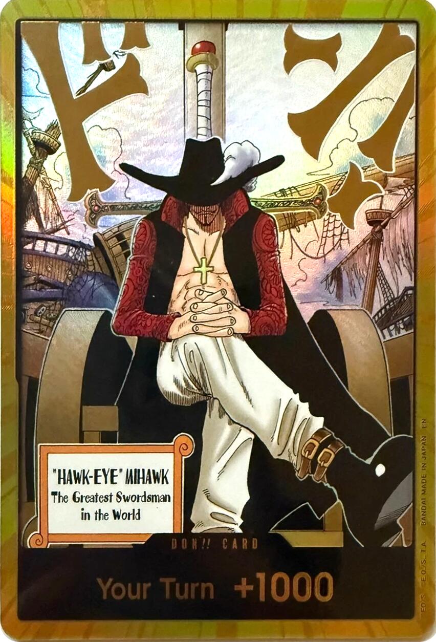 DON!! Card (Dracule Mihawk) (Gold) [The Azure Sea's Seven] | Galaxy Games LLC