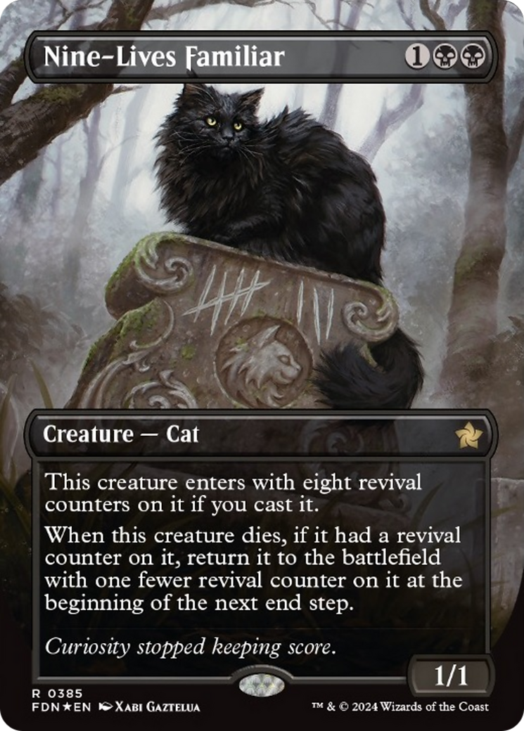 Nine-Lives Familiar (Borderless Mana Foil) [Foundations] | Galaxy Games LLC