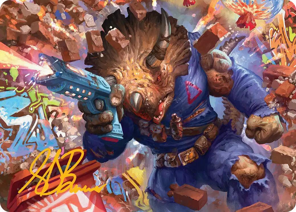 Zog, Triceraton Castaway Art Card (Gold-Stamped Signature) [Teenage Mutant Ninja Turtles Art Series] | Galaxy Games LLC