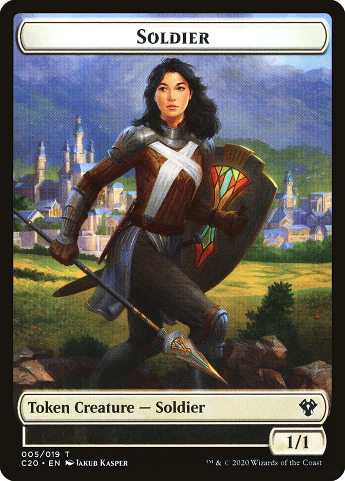 Human Soldier (005) // Drake Double-Sided Token [Commander 2020 Tokens] | Galaxy Games LLC