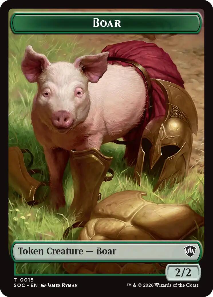 Boar // Frog Lizard Double-Sided Token [Secrets of Strixhaven Commander Tokens] | Galaxy Games LLC