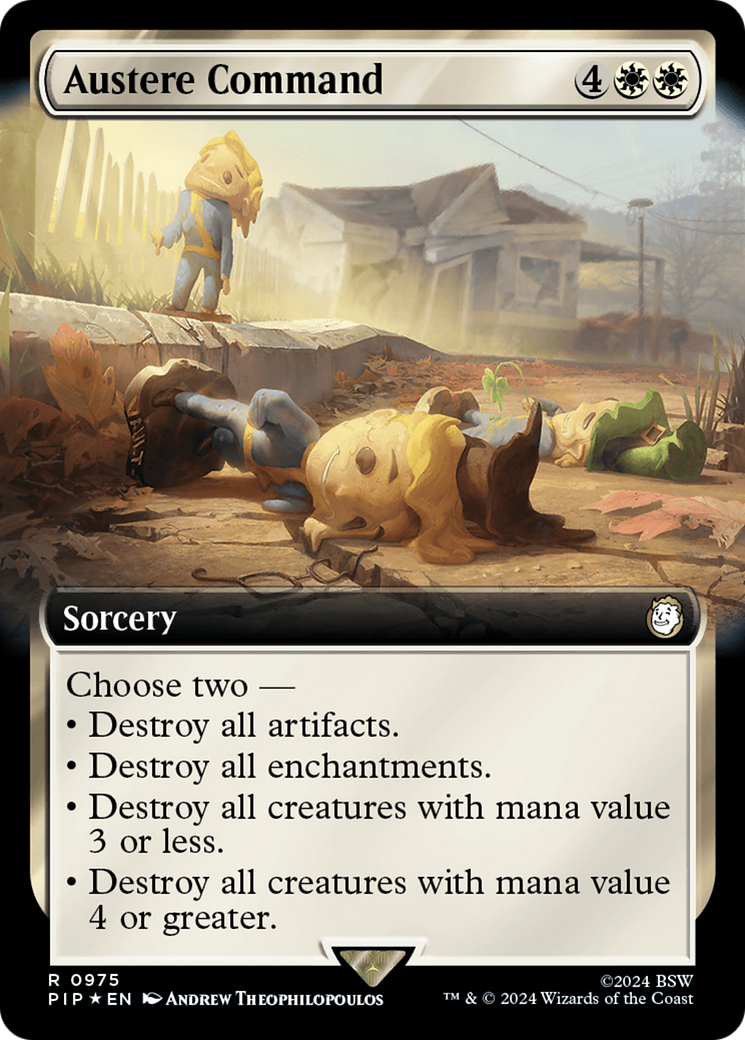 Austere Command (Extended Art) (Surge Foil) [Fallout] | Galaxy Games LLC