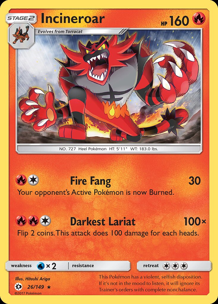 Incineroar (26/149) (Theme Deck Exclusive) [Sun & Moon: Base Set] | Galaxy Games LLC