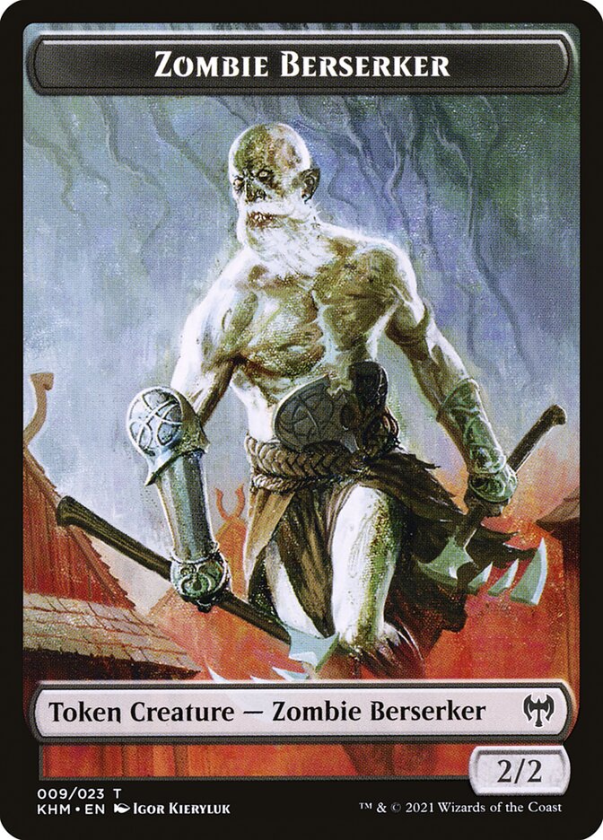 Elf Warrior // Zombie Berserker Double-Sided Token [Kaldheim Tokens] | Galaxy Games LLC