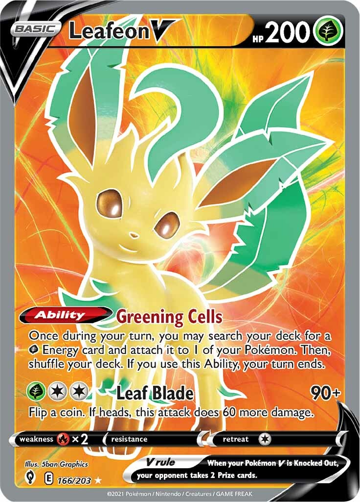 Leafeon V (166/203) [Sword & Shield: Evolving Skies] | Galaxy Games LLC