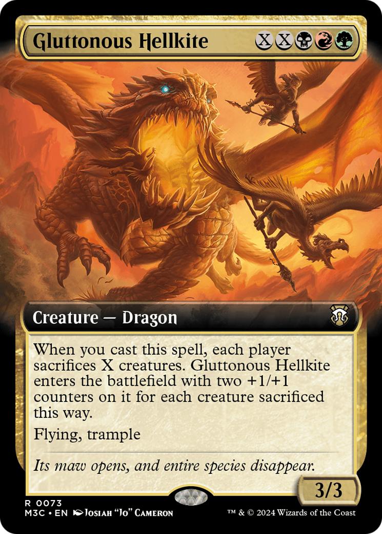 Gluttonous Hellkite (Extended Art) (Ripple Foil) [Modern Horizons 3 Commander] | Galaxy Games LLC