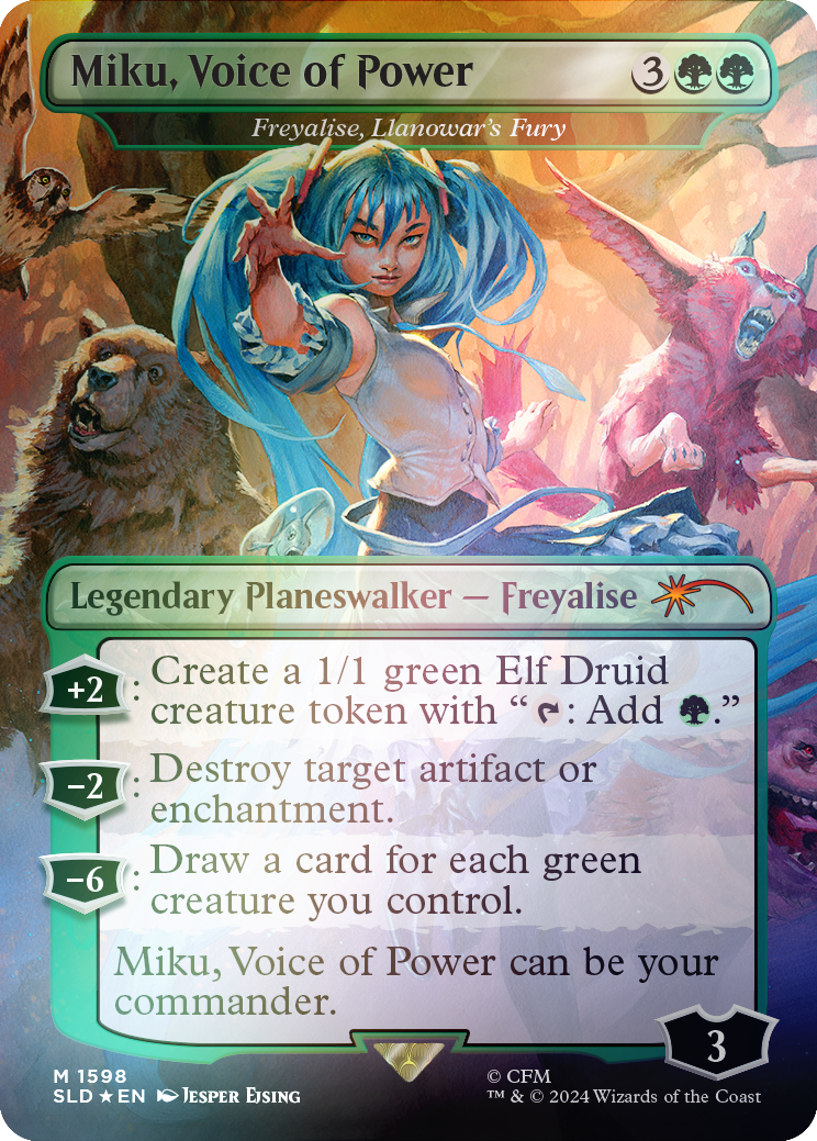 Miku, Voice of Power - Freyalise, Llanowar's Fury (Rainbow Foil) [Secret Lair Drop Series] | Galaxy Games LLC