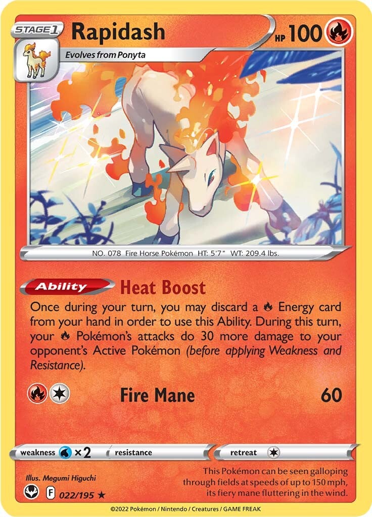 Rapidash (022/195) (Theme Deck Exclusive) [Sword & Shield: Silver Tempest] | Galaxy Games LLC