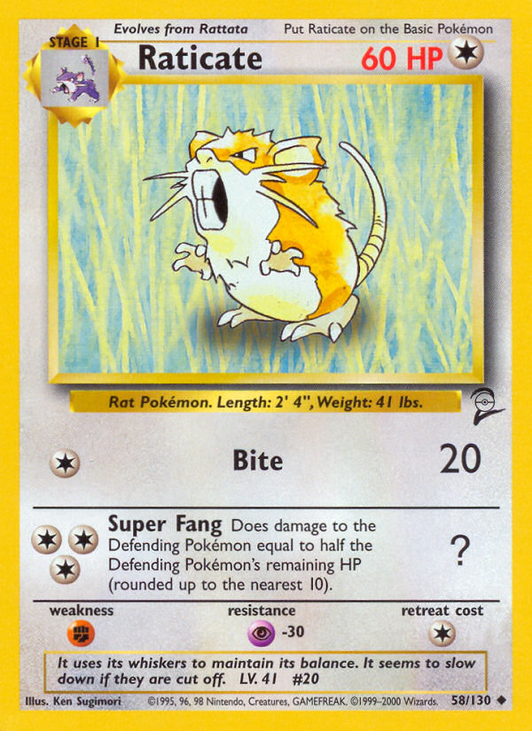 Raticate (58/130) [Base Set 2] | Galaxy Games LLC