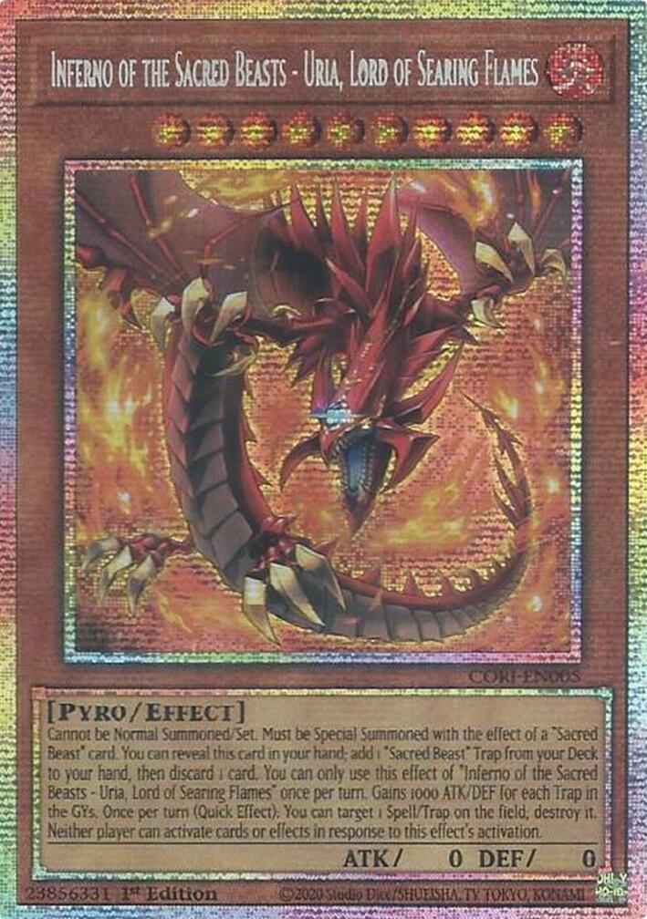 Inferno of the Sacred Beasts - Uria, Lord of Searing Flames (Starlight Rare) [CORI-EN005] Starlight Rare | Galaxy Games LLC