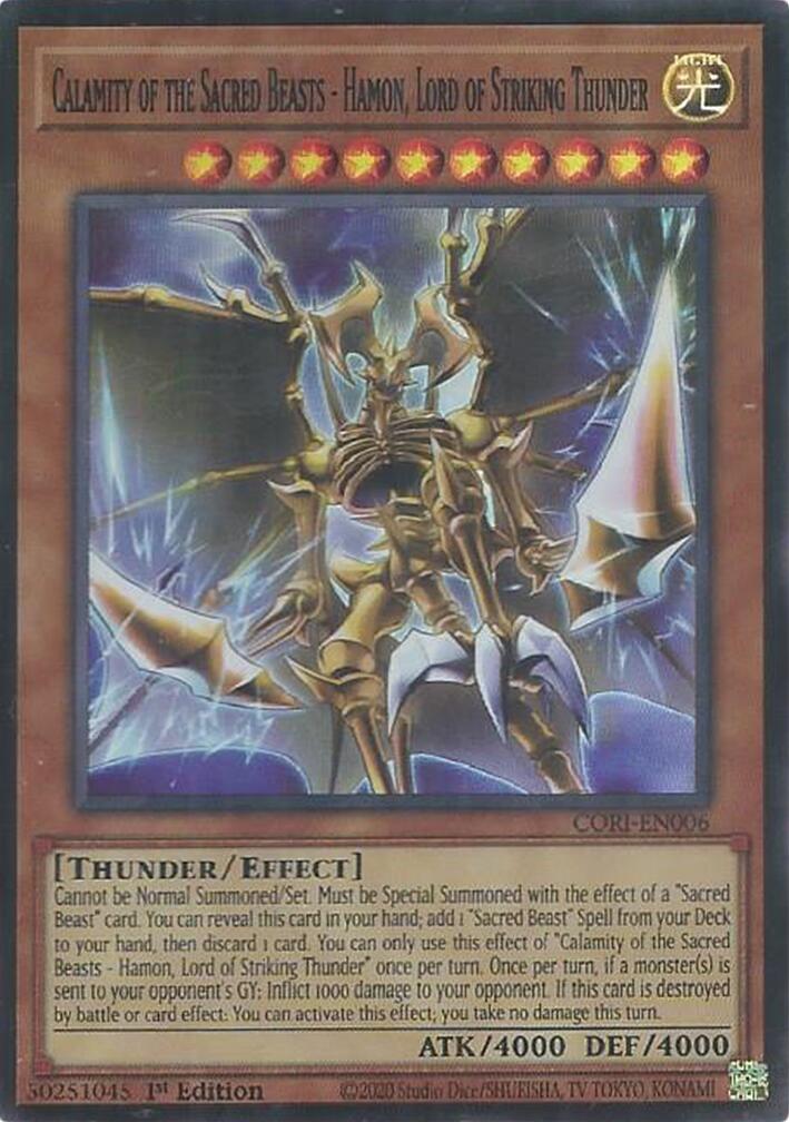 Calamity of the Sacred Beasts - Hamon, Lord of Striking Thunder [CORI-EN006] Super Rare | Galaxy Games LLC