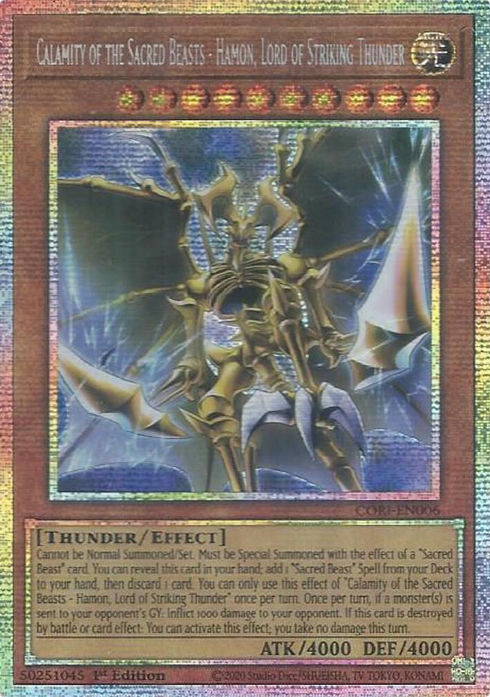 Calamity of the Sacred Beasts - Hamon, Lord of Striking Thunder (Starlight Rare) [CORI-EN006] Starlight Rare | Galaxy Games LLC
