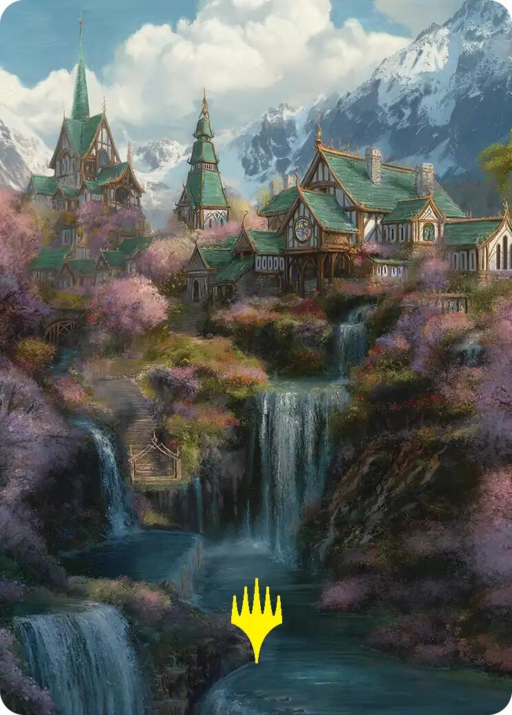 Rivendell Art Card (Gold-Stamped) [The Hobbit Art Series] | Galaxy Games LLC