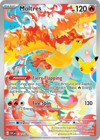 Moltres (130/128) [Mega Evolution: 30th Celebration] | Galaxy Games LLC