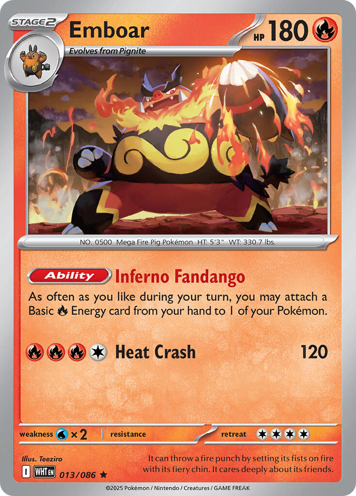 Emboar (013/086) (Deck Exclusive) [Scarlet & Violet: White Flare] | Galaxy Games LLC